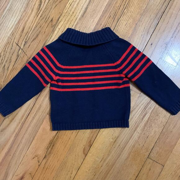 Janie and Jack baby striped blue and red cardigan - Picture 6 of 9